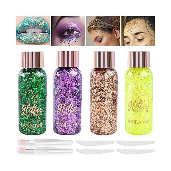 Paillette Corps,Paillette Glitter Gel,Glitter Body Gel,Mermaid Sequins Body Glitter,Paillettes Visage Corps pour Festival Fêt