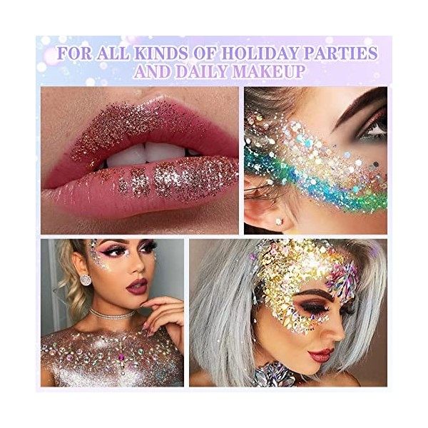 Paillette Corps,Paillette Glitter Gel,Glitter Body Gel,Mermaid Sequins Body Glitter,Paillettes Visage Corps pour Festival Fêt