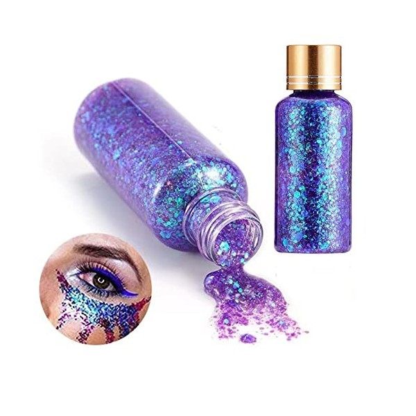 30ml Body Glitter Gel CaméLéOn Paillettes Holographiques Gel Paillettes Visage Pour Le Visage, Le Corps Et Les LèVres Rouge