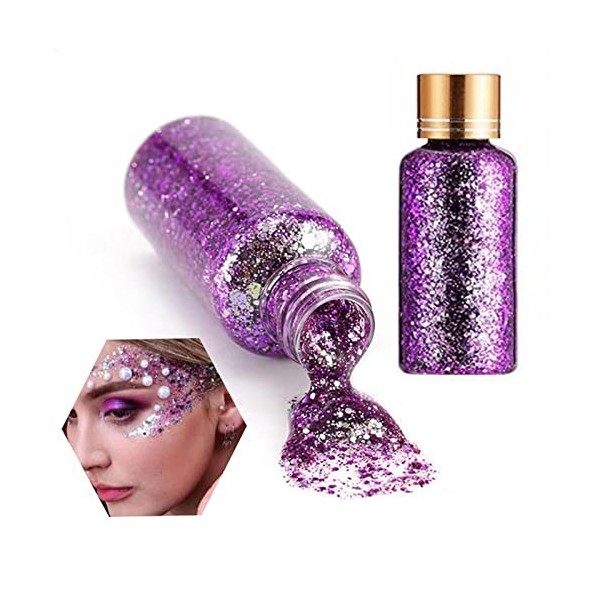 30ml Body Glitter Gel CaméLéOn Paillettes Holographiques Gel Paillettes Visage Pour Le Visage, Le Corps Et Les LèVres Rouge