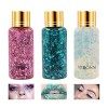 Body Glitter Gel, 3 Boîtes Gel Scintillant Visage et Corps, Gel Chunky Holographique Paillettes, Maquillage Brillant longue d