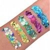 Gel chunky holographique paillettes pour le visage et le corps par Moon Glitter - 12ml - Assortiment de 5 couleurs - Pailleté