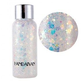 Ensemble de Paillettes de Gel Pour le Corps Gireatick, 3 Boîtes de Liquide à Paillettes Holographiques en Argent et or, Ongle