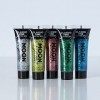 Moon Glitter - Gel brillant fin classique - 12ml - Assortiment de 5 couleurs - Pailleté pour visage.