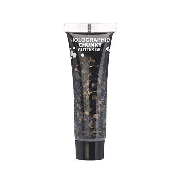 Gel chunky holographique paillettes pour le visage et le corps par Moon Glitter - 12ml - Noir - Pailleté pour visage.