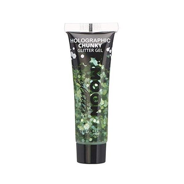 Gel chunky holographique paillettes pour le visage et le corps par Moon Glitter - 12ml - Noir - Pailleté pour visage.