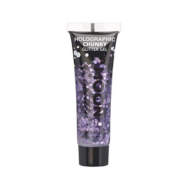 Gel chunky holographique paillettes pour le visage et le corps par Moon Glitter - 12ml - Noir - Pailleté pour visage.