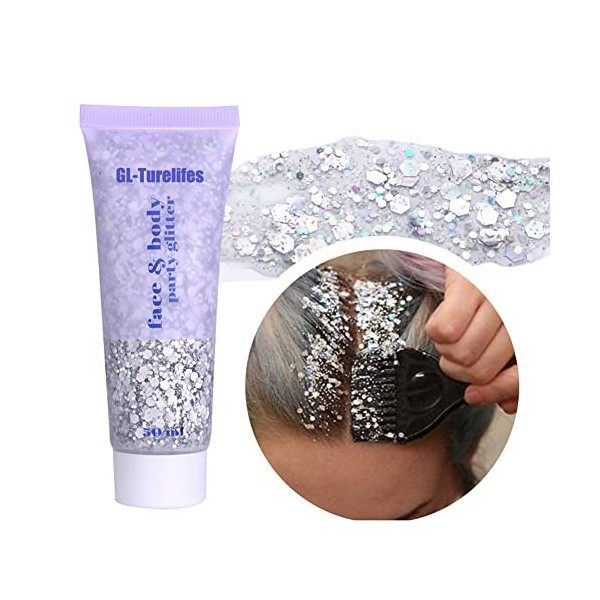 GL-Turelifes Chunky Glitter Gel Glitter Body Gel Festival Glitter Cosmétique Visage Cheveux Ongles Maquillage Sirène Paillett