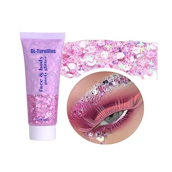 GL-Turelifes Chunky Glitter Gel Glitter Body Gel Festival Glitter Cosmétique Visage Cheveux Ongles Maquillage Sirène Paillett