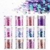 DazSpirit 12 Colorées Paillettes Chunky Glitter Maquillage Pour Le Visage, 3D Nail Art Paillettes pour Manucure Yeux Cheveux 