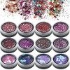 GCOA Chunky Glitter, ongles paillettes Paillettes Glitter pour les ongles et le maquillage, 12 mélanges de couleurs