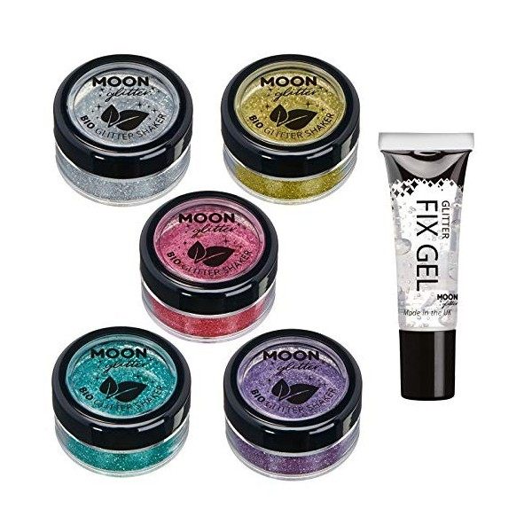 Paillettes biodégradables Eco Glitter Shakers de Moon Glitter - 100% Cosmetic Bio Glitter pour le visage, le corps, les ongle