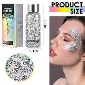 2 Couleurs Paillettes Visage, Paillettes Cheveux, Gel Glitter Hair, Paillette Maquillage, Paillette Visage Festival pour Corp