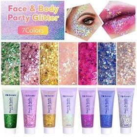 Chunky Glitter Gel,Glitter Body Gel 50ml,Cosmétique Liquide Fard À Paupières,Cosmétique Paillette Pour Corps,Visage Cheveux O