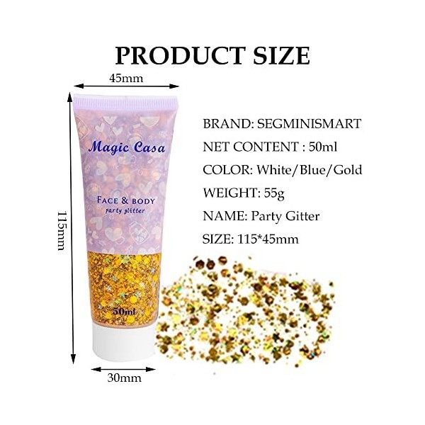 Chunky Glitter Gel Glitter Body Gel,Sirène Paillettes Chunky Glitter,Cosmétique Visage Cheveux Ongles,Paillettes Corps Liquid