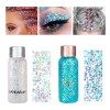 Zilams 2 Pièces Paillettes Visage Glitter Body Gel Festival Chunky Glitter Liquide Corps Paillette Maquillage Cosmétique Chev