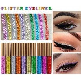 BEAUTY GLAZED 10 pièces Set Shimmer Eyeliner Smoky Long Lasting Paillette Eyeliner liquid Glitter Waterproof Liquid Eye liner
