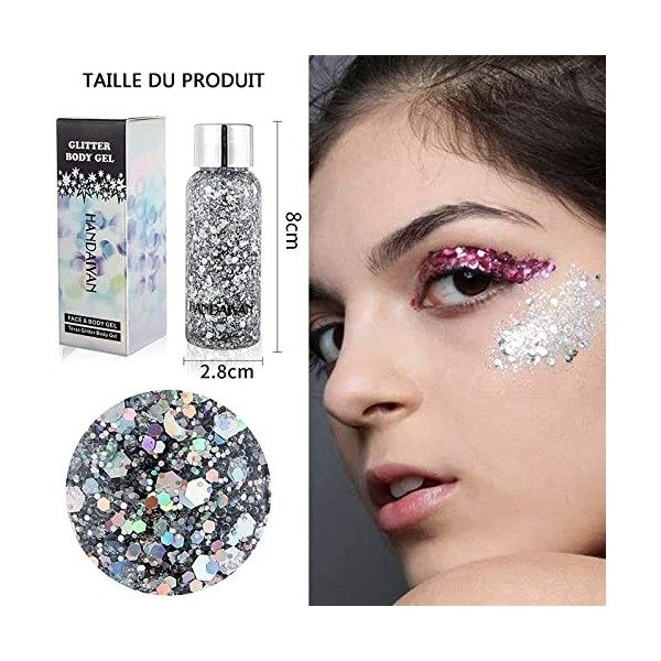 XOPOZON 5 Populaire Couleurs Sirène Paillettes, Sparkling Chunky Glitter Liquide Fard À Paupières Glitter Body Gel pour Cosmé