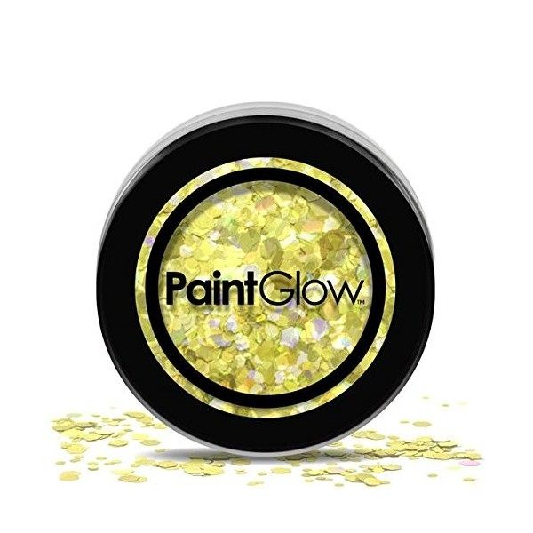 PaintGlow, Grosse paillettes cosmétiques pour cheveux, visage et corps Doré 3 g