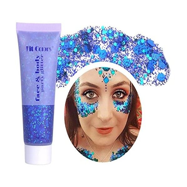 Gel scintillant holographique pour le visage et le corps, gel liquide scintillant pour le visage, les yeux, les cheveux, les 