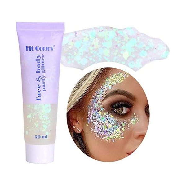 Gel scintillant holographique pour le visage et le corps, gel liquide scintillant pour le visage, les yeux, les cheveux, les 