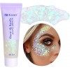 Gel scintillant holographique pour le visage et le corps, gel liquide scintillant pour le visage, les yeux, les cheveux, les 