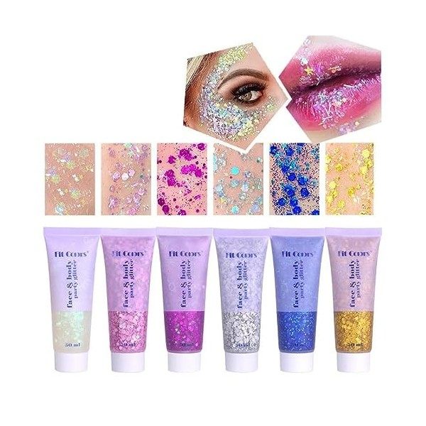 Gel scintillant pour le corps, paillettes pour le visage, gel pour le corps, fard à paupières liquide scintillant, paillettes