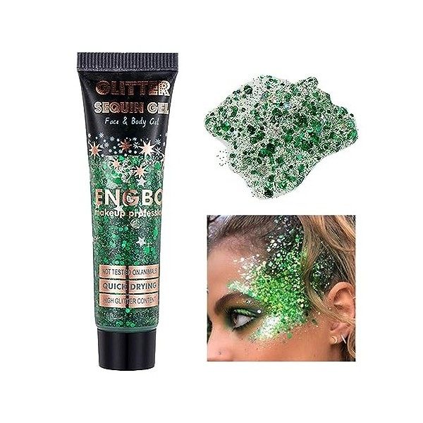 Gel pailleté visage et corps,Corps scintillant longue durée | Gel scintillant pour le visage et les cheveux avec paillettes, 