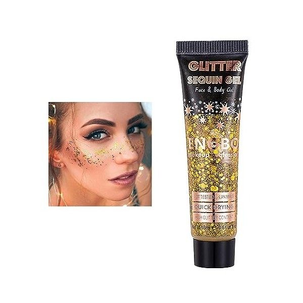 Kit de gel scintillant pour cheveux,Corps - Paillettes pour le visage, maquillage scintillant, miroitement corporel longue du