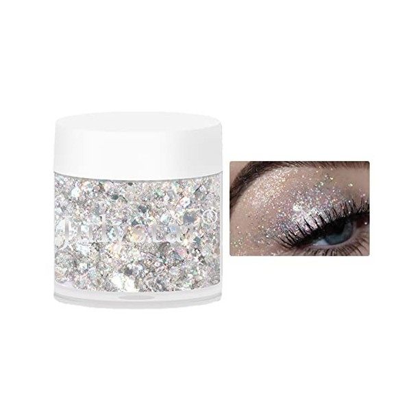 Chunky Holographic Body Glitter, Maquillage scintillant pour le visage, cheveux, fard à paupières scintillant pour les yeux, 