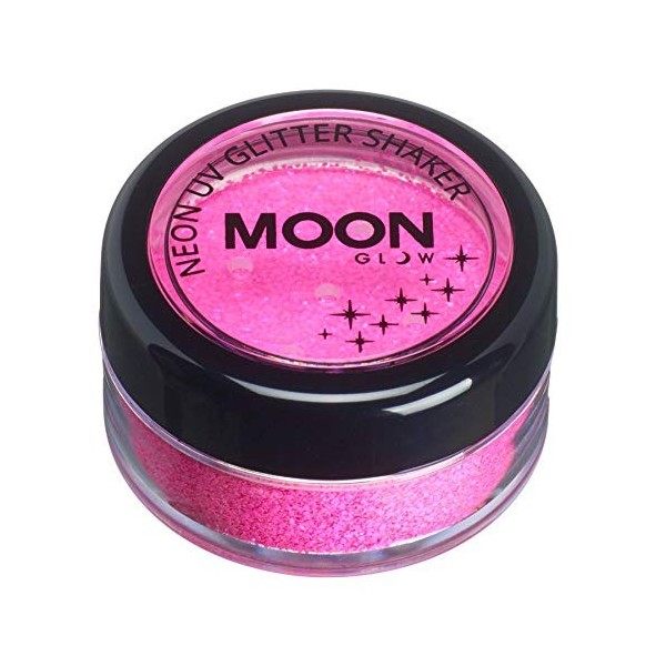 Moon Glow- Shaker néon à paillettes UV - Brille brillamment sous un éclairage UV, Orange, 5g