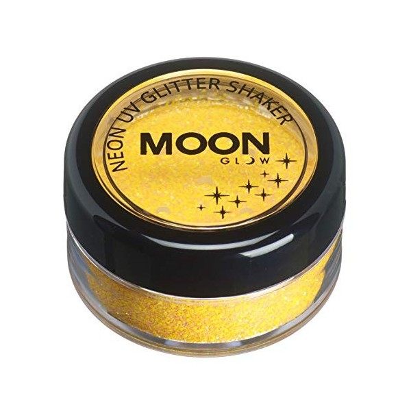 Moon Glow- Shaker néon à paillettes UV - Brille brillamment sous un éclairage UV, Orange, 5g