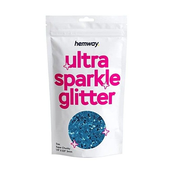 Hemway Ultra Étincelle Glitter - Super Chunky 1/8 0,125 3 mm - Artisanat Verre à vin Mariages Fleurs du corps cosmétique vi