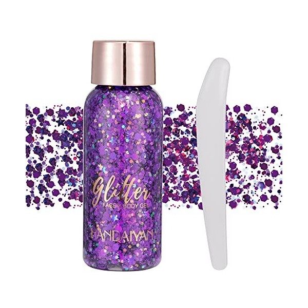 Visage corps Glitter gel avec cuillère Mermaid sequin auto - adhésif Glitter, gros bloc Glitter yeux lèvres ongles cheveux Gl