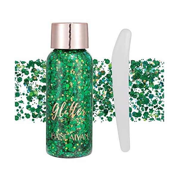 Visage corps Glitter gel avec cuillère Mermaid sequin auto - adhésif Glitter, gros bloc Glitter yeux lèvres ongles cheveux Gl