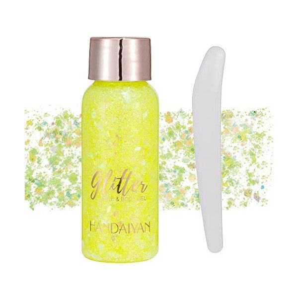 Visage corps Glitter gel avec cuillère Mermaid sequin auto - adhésif Glitter, gros bloc Glitter yeux lèvres ongles cheveux Gl