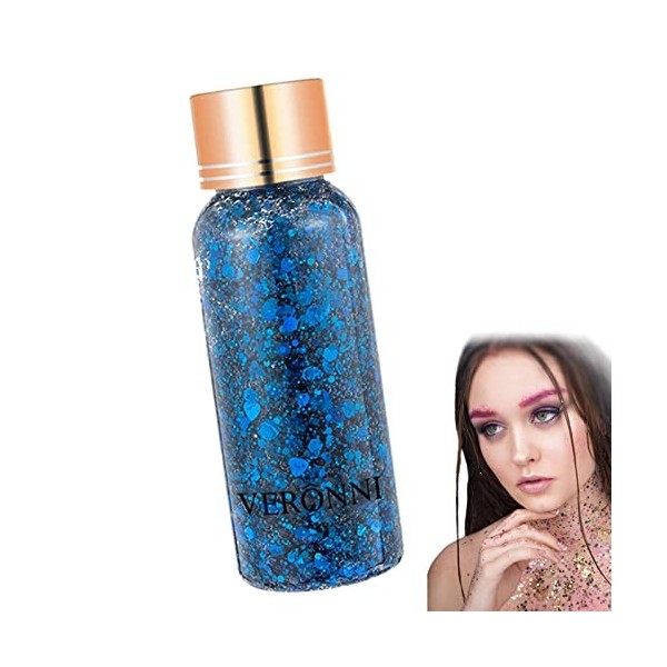 Gel Scintillant pour Le Corps pour Femmes et Filles | Chunky Glitter Maquillage Sirène Paillettes Yeux Cheveux Ongles Glitter