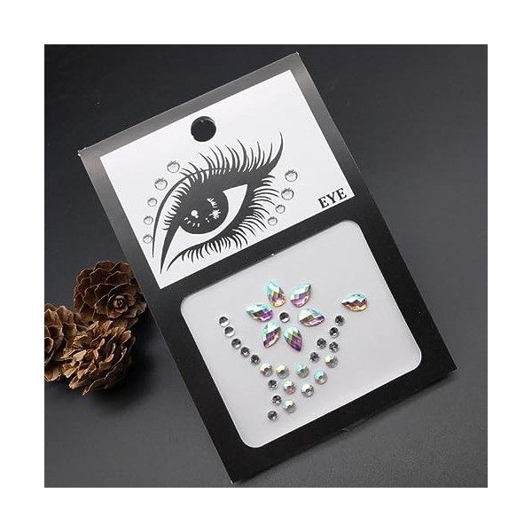 Eye Gems - Lot de 8 autocollants pour les yeux - Pour fête, festival, spectacle