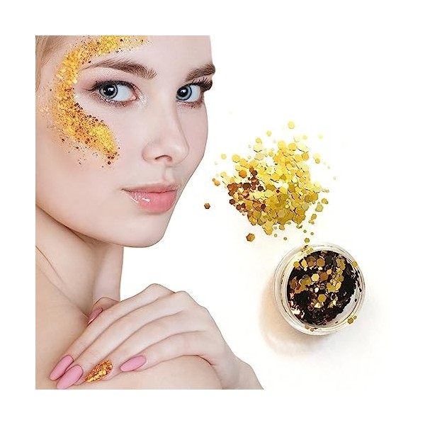 Paillettes cosmétiques pour le visage, les yeux, le corps, les cheveux, la licorne et les loisirs créatifs doré soleil 