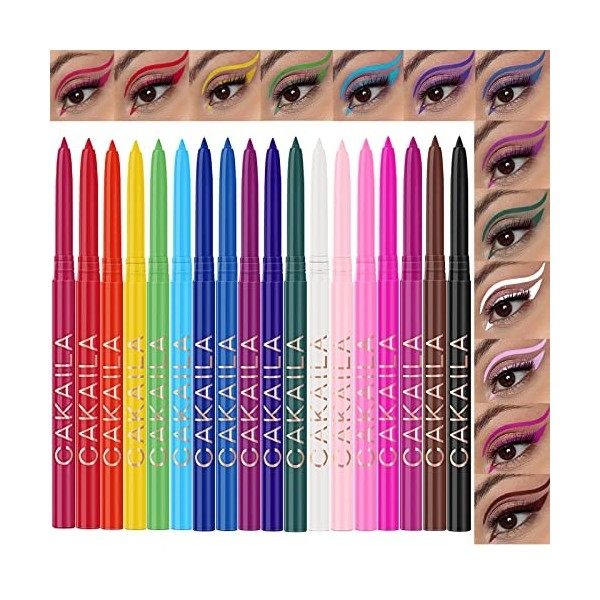 LuckNest Eyeliner couleur mat étanche, Eyeliner waterproof colorés de 18 couleurs, crayon pour les yeux colorés hautement pig