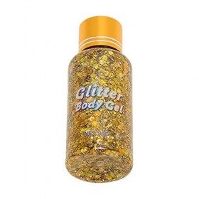 Gel de paillettes pour le visage, gel de corps pailleté portable doré pour les yeux et les lèvres pour la performance