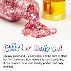 Gel de paillettes pour le visage, gel de corps pailleté portable doré pour les yeux et les lèvres pour la performance
