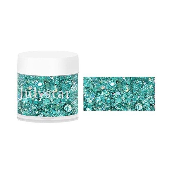 Vigcebit Gel Scintillant pour Le Corps | Visage Corps Yeux Cheveux Nail Festival Chunky Holographic Glitter | Festival Chunky