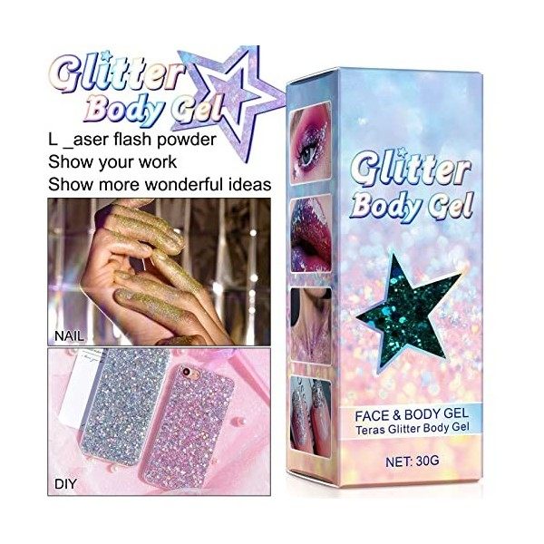 Gel de paillettes de corps, maquillage de gel de paillettes de corps de visage sans danger pour la fête dHalloween pour les 