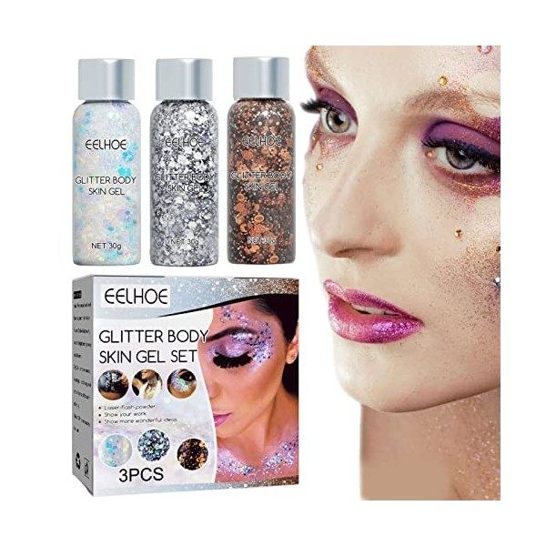 Cosmétique | Ensemble de gel à paillettes avec 5 couleurs | Gel pour les yeux brillant brillant pour les yeux pour filles et 