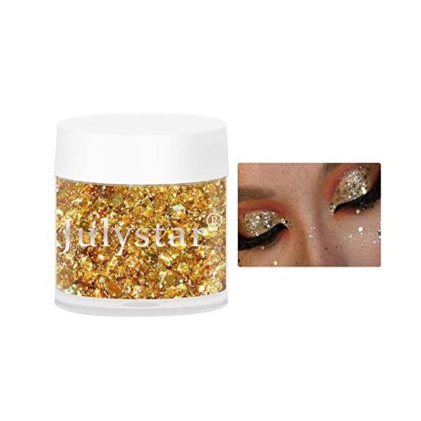 Gel scintillant holographique,Visage Corps Yeux Cheveux Nail Festival Chunky Holographic Glitter - Festival Chunky Glitter Ey