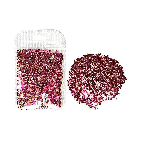 Paillettes cosmétiques pour le visage, les yeux, le corps, les cheveux, licorne et sirène, 10 g rose vif 