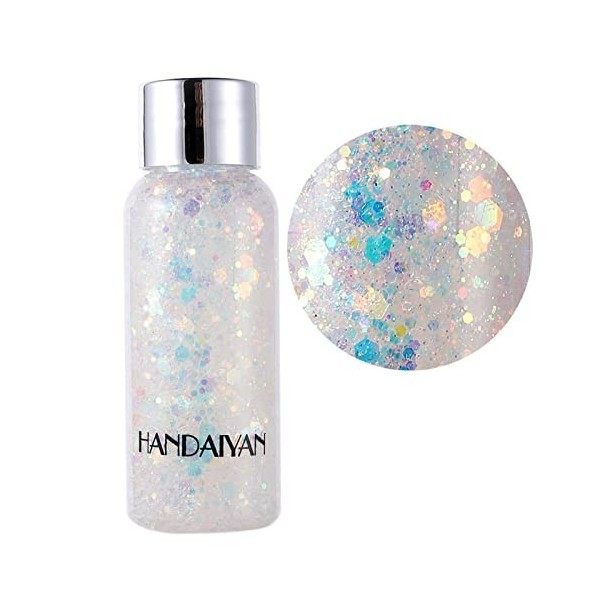 Layhou Paillettes Visage Corps Gel, Paillettes Cheveux, Body Lotion Glitter Liquide Fard À Paupières pour Cosmétique Visage C