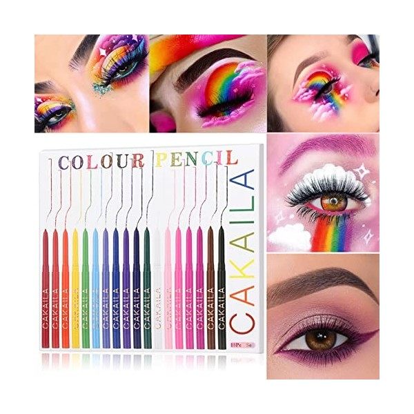 LuckNest Eyeliner couleur mat étanche, Eyeliner waterproof colorés de 18 couleurs, crayon pour les yeux colorés hautement pig