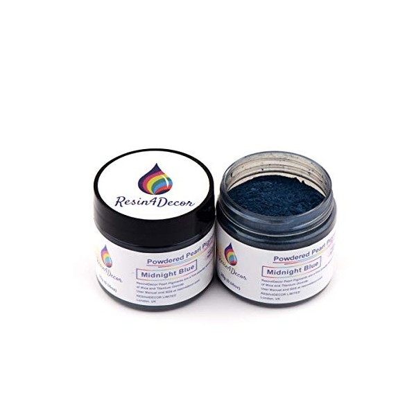 RESIN4DECOR Midnight Blue pigment métallique à base de poudre de mica nacrée pour les projets en résine époxy, les bijoux, pr